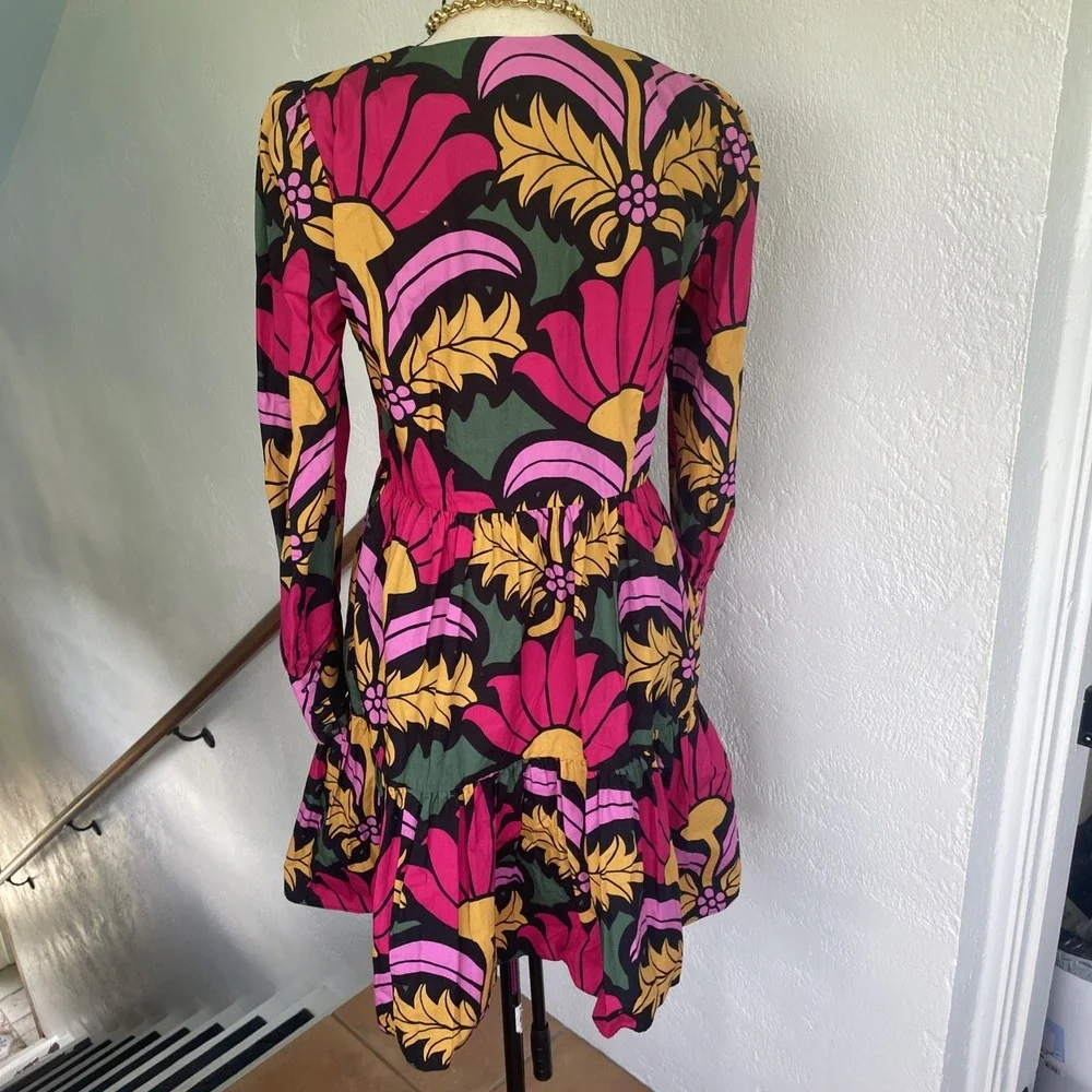 NEW J Crew Vibrant Floral Tiered Long Sleeve Dress Size 6